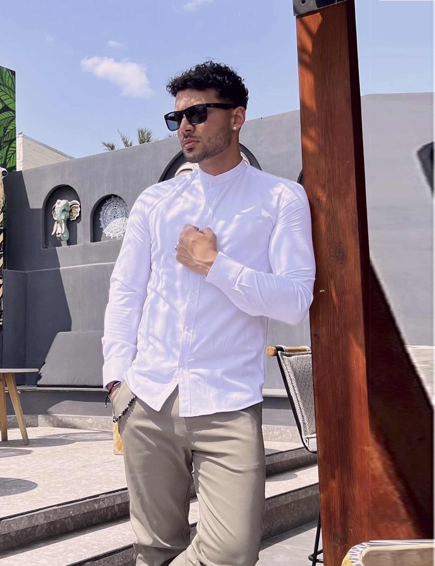Ben Tailor ανδρικό λευκό πουκάμισο με μάο γιακά 0692W φωτογραφία